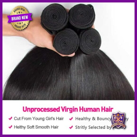 Brazilian Virgin Human Hair Extensions 20-26 Inch Straight Bundles 4 Pack main image 6